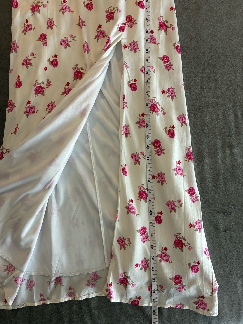 Floral Tie-Front Maxi Dress in White with Pink Roses Cottagecore - Picture 14 of 14
